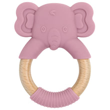 Load image into Gallery viewer, Baby Silicone Elephant Wood Teether