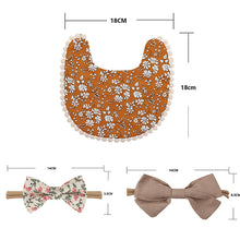 Load image into Gallery viewer, Baby Bowknot Hairband Double-sided Lace Saliva Towel&Bib