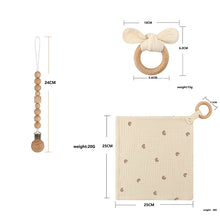 Load image into Gallery viewer, Newborn Baby Gift (pacifier chain+ring handkerchief+bow knot bracelet)