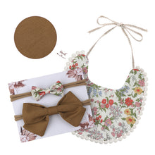 Load image into Gallery viewer, Baby Bowknot Hairband Double-sided Lace Saliva Towel&Bib