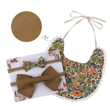 Load image into Gallery viewer, Baby Bowknot Hairband Double-sided Lace Saliva Towel&Bib