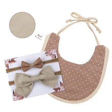 Load image into Gallery viewer, Baby Bowknot Hairband Double-sided Lace Saliva Towel&Bib