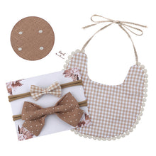 Load image into Gallery viewer, Baby Bowknot Hairband Double-sided Lace Saliva Towel&Bib