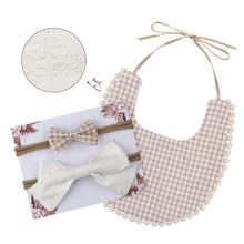Load image into Gallery viewer, Baby Bowknot Hairband Double-sided Lace Saliva Towel&Bib
