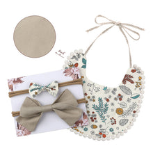 Load image into Gallery viewer, Baby Bowknot Hairband Double-sided Lace Saliva Towel&Bib