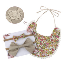Load image into Gallery viewer, Baby Bowknot Hairband Double-sided Lace Saliva Towel&Bib