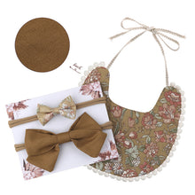 Load image into Gallery viewer, Baby Bowknot Hairband Double-sided Lace Saliva Towel&Bib