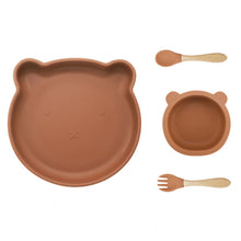 Load image into Gallery viewer, Baby Silicone Tableware 4pcs (Bear)