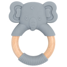 Load image into Gallery viewer, Baby Silicone Elephant Wood Teether