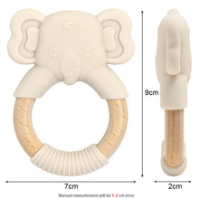 Load image into Gallery viewer, Baby Silicone Elephant Wood Teether
