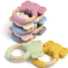 Load image into Gallery viewer, Baby Silicone Elephant Wood Teether